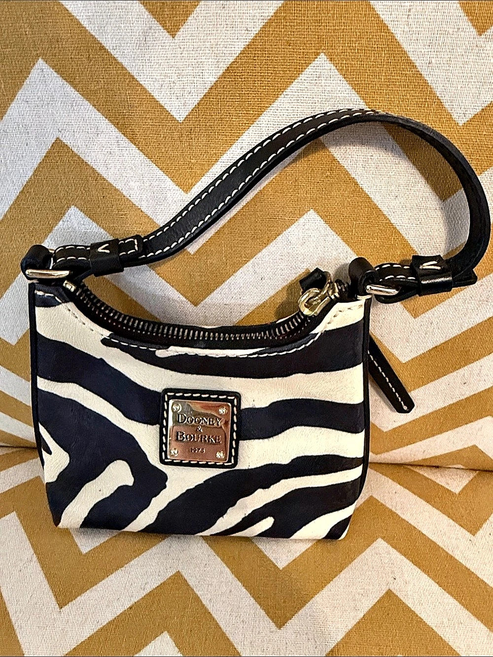 Vintage Dooney & Bourke Zebra Print Bitsy Bag